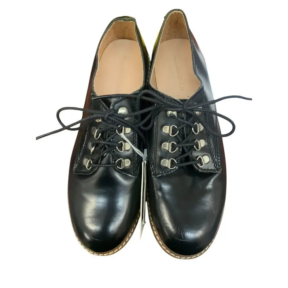 Zara Girls Lace Up Black Low Ankle Oxford Shoe new with tags SZ 36‎ 4 us
